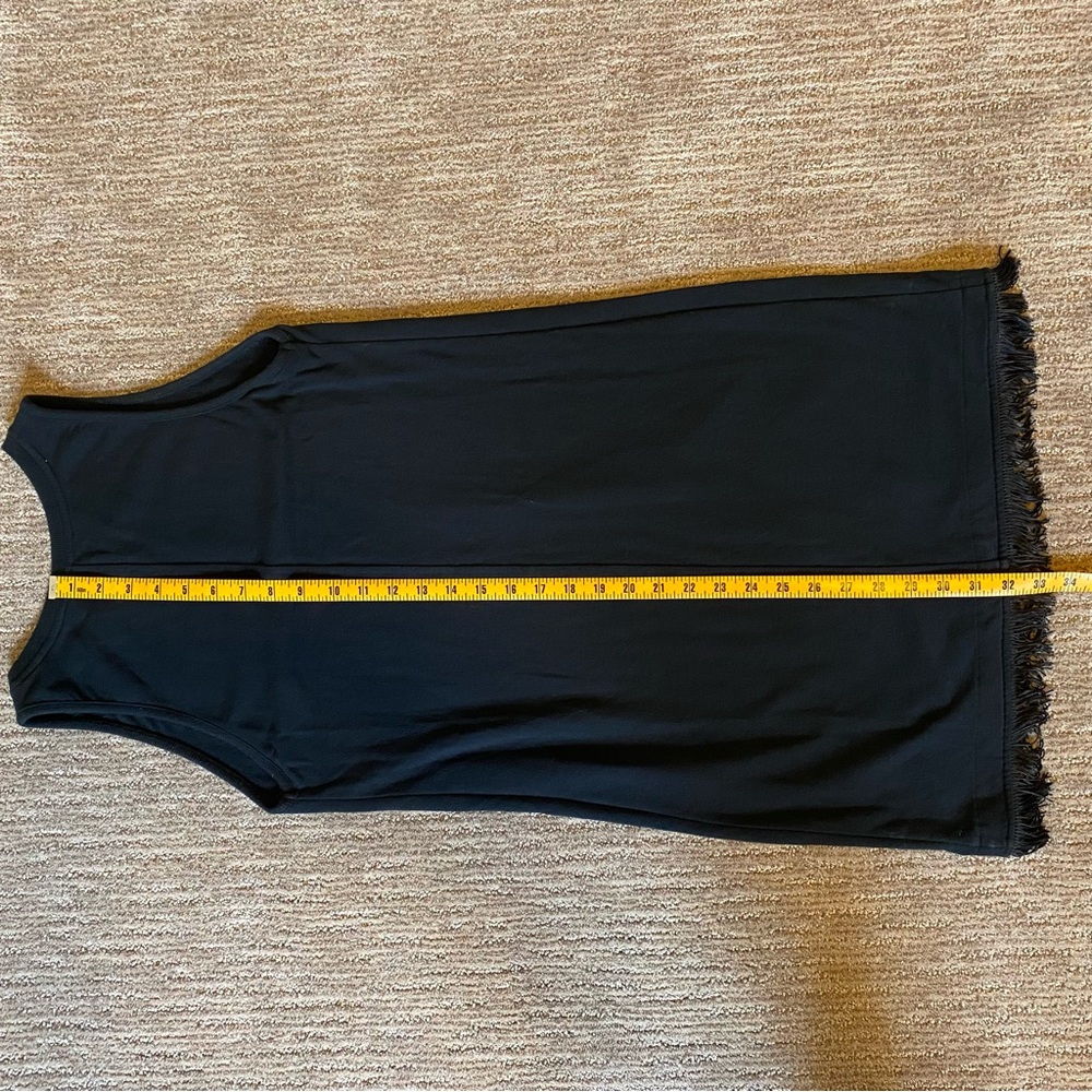 Black Sleeveless Dress with Fringe Hem/LBD - Picture 6 of 7